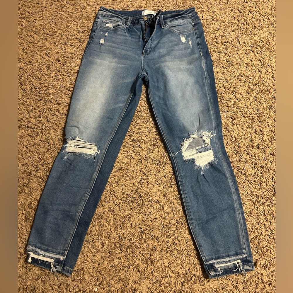 Distressed Blue Jeans